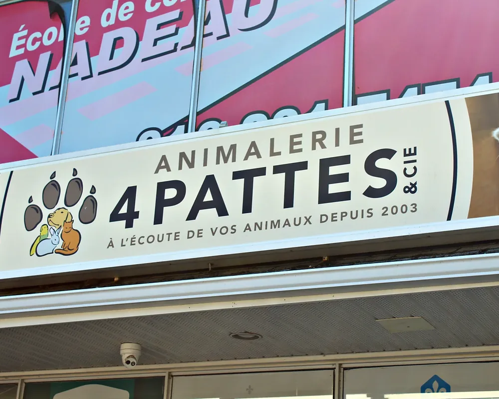 Enseigne Animalerie 4 Pattes & Cie de la succursale d’Angers